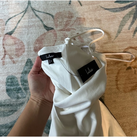 LULU’S Compelling Composure White Sleeveless Ruffled Bodycon Mini Dress - Picture 6 of 6